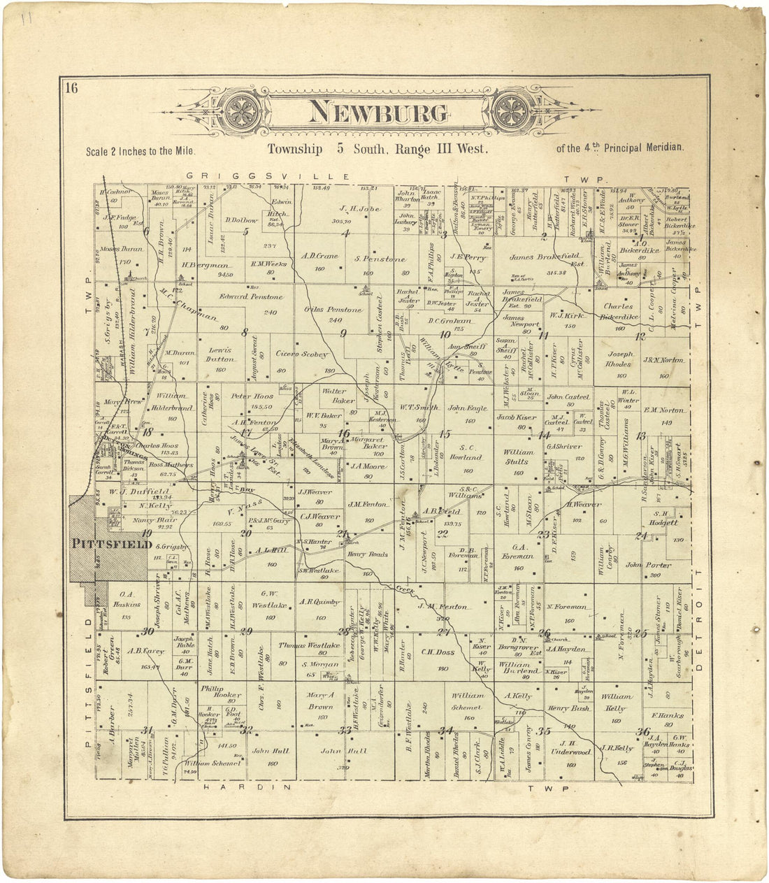 This old map of Newburg from Standard Atlas of Pike County, Illinois from 1895 was created by Geo. A. Ogle & Co in 1895