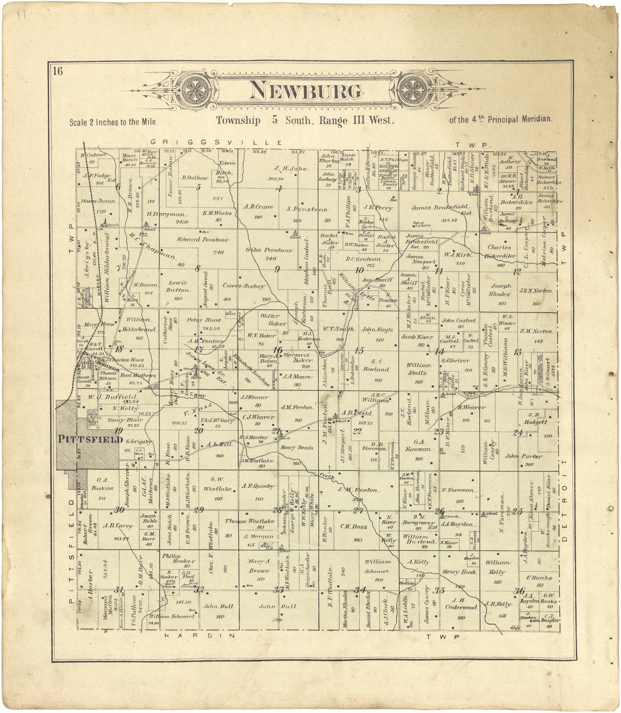 This old map of Newburg from Standard Atlas of Pike County, Illinois from 1895 was created by Geo. A. Ogle & Co in 1895