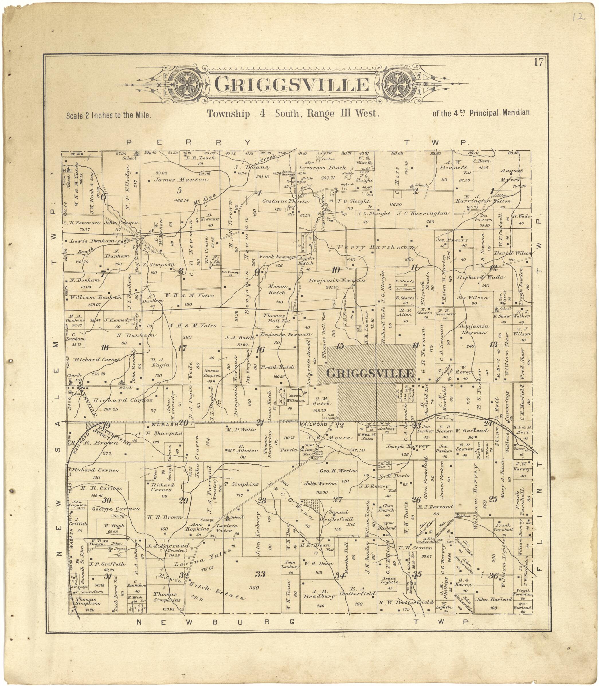This old map of Griggsville from Standard Atlas of Pike County, Illinois from 1895 was created by Geo. A. Ogle & Co in 1895