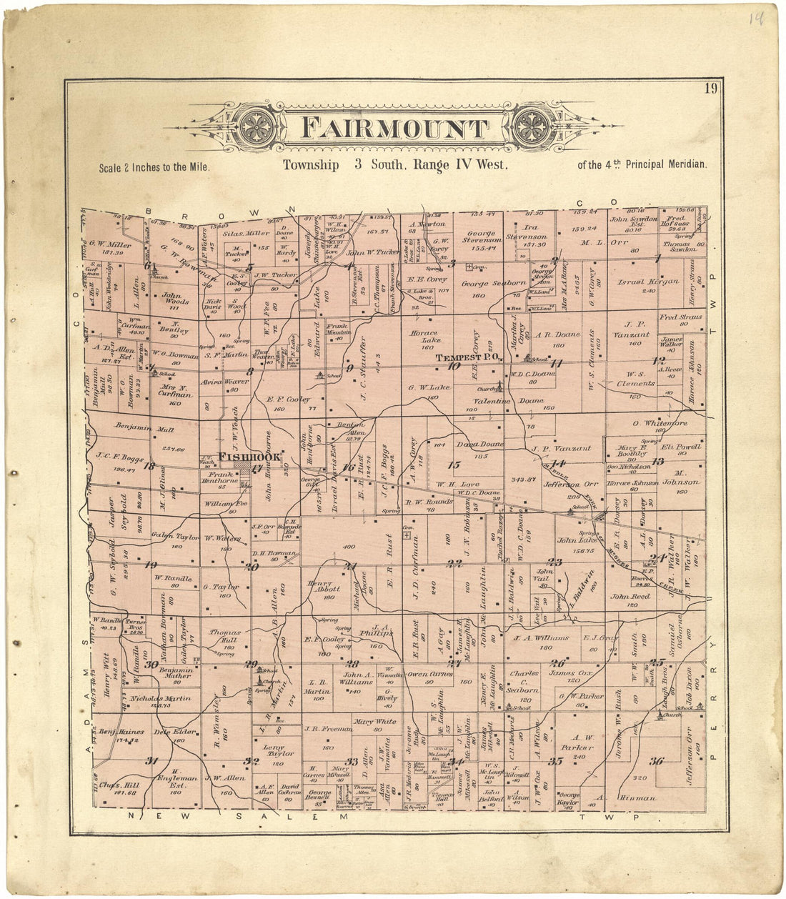 This old map of Fairmount from Standard Atlas of Pike County, Illinois from 1895 was created by Geo. A. Ogle & Co in 1895