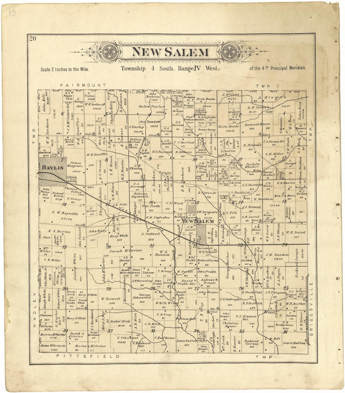 This old map of New Salem from Standard Atlas of Pike County, Illinois from 1895 was created by Geo. A. Ogle & Co in 1895