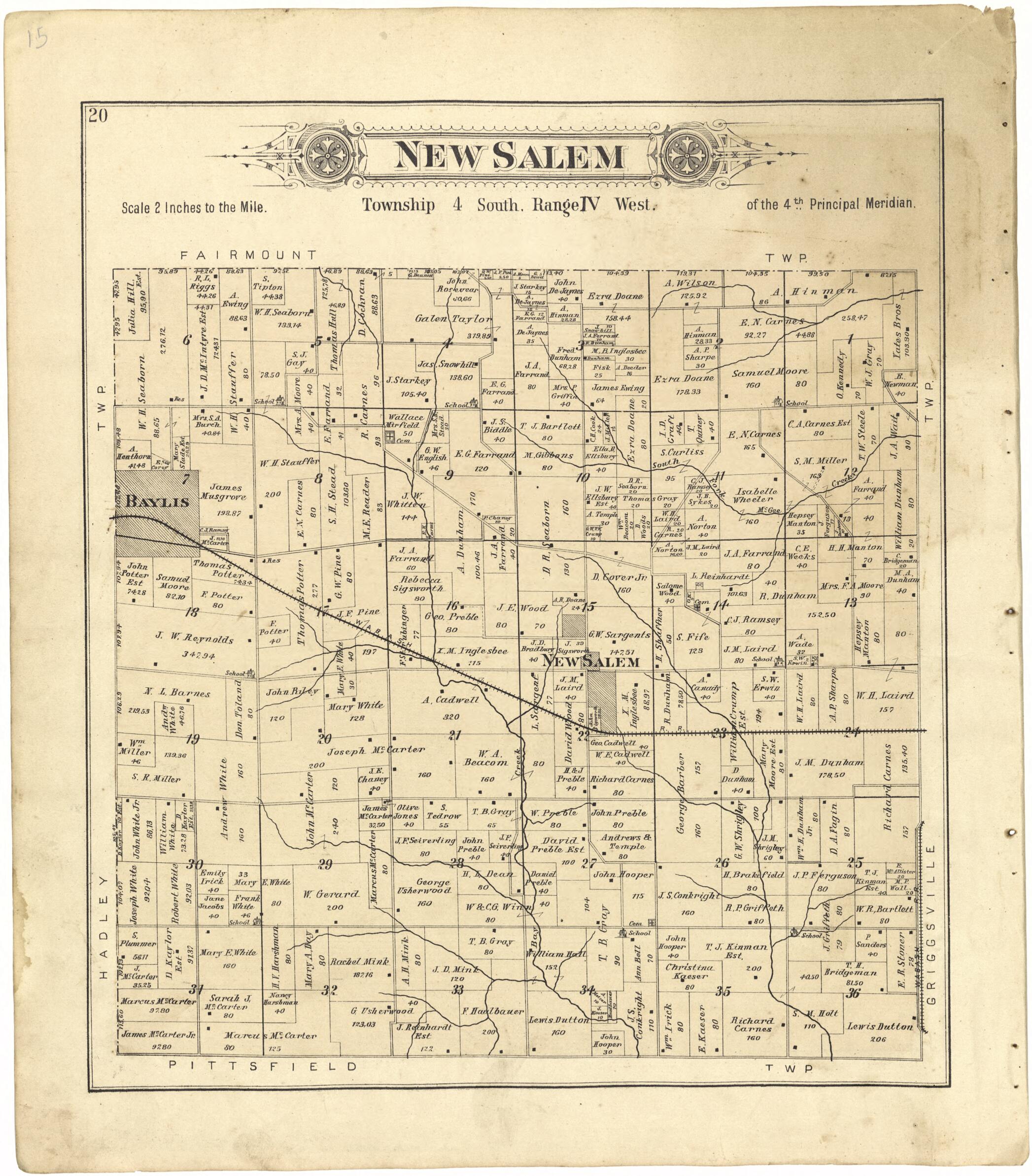 This old map of New Salem from Standard Atlas of Pike County, Illinois from 1895 was created by Geo. A. Ogle & Co in 1895