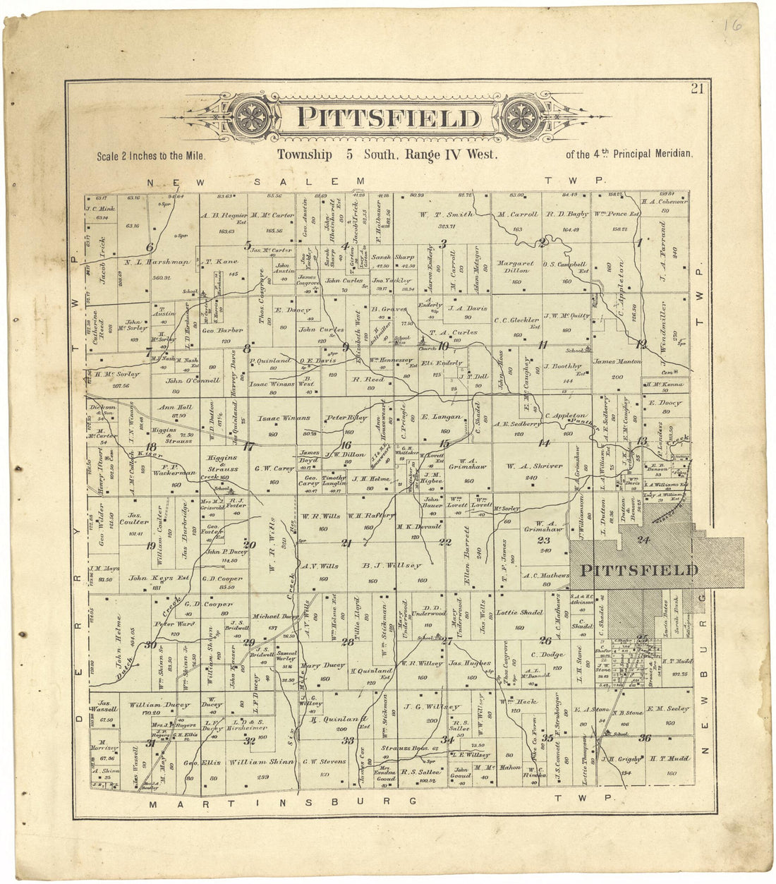 This old map of Pittsfield from Standard Atlas of Pike County, Illinois from 1895 was created by Geo. A. Ogle & Co in 1895