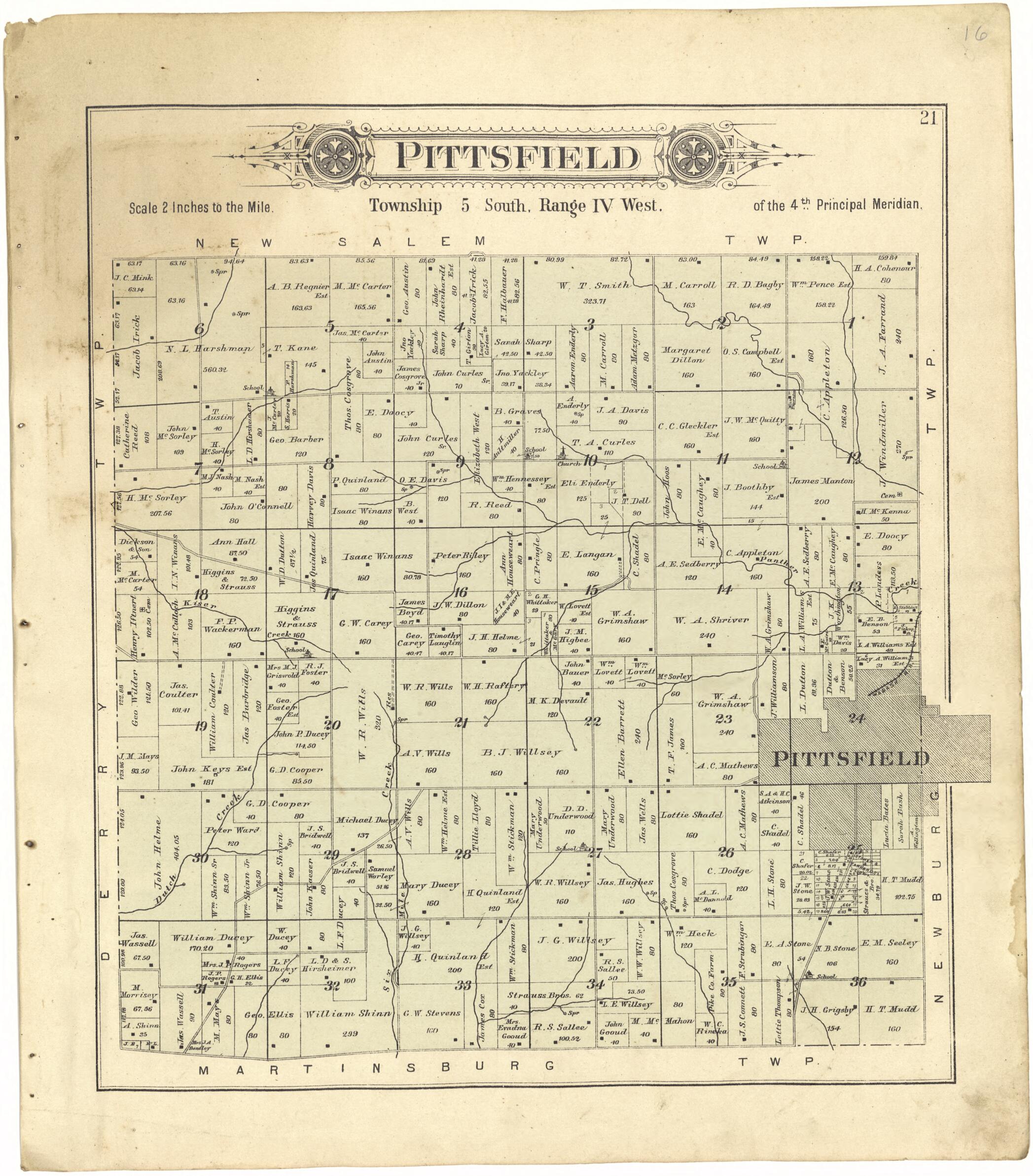 This old map of Pittsfield from Standard Atlas of Pike County, Illinois from 1895 was created by Geo. A. Ogle & Co in 1895