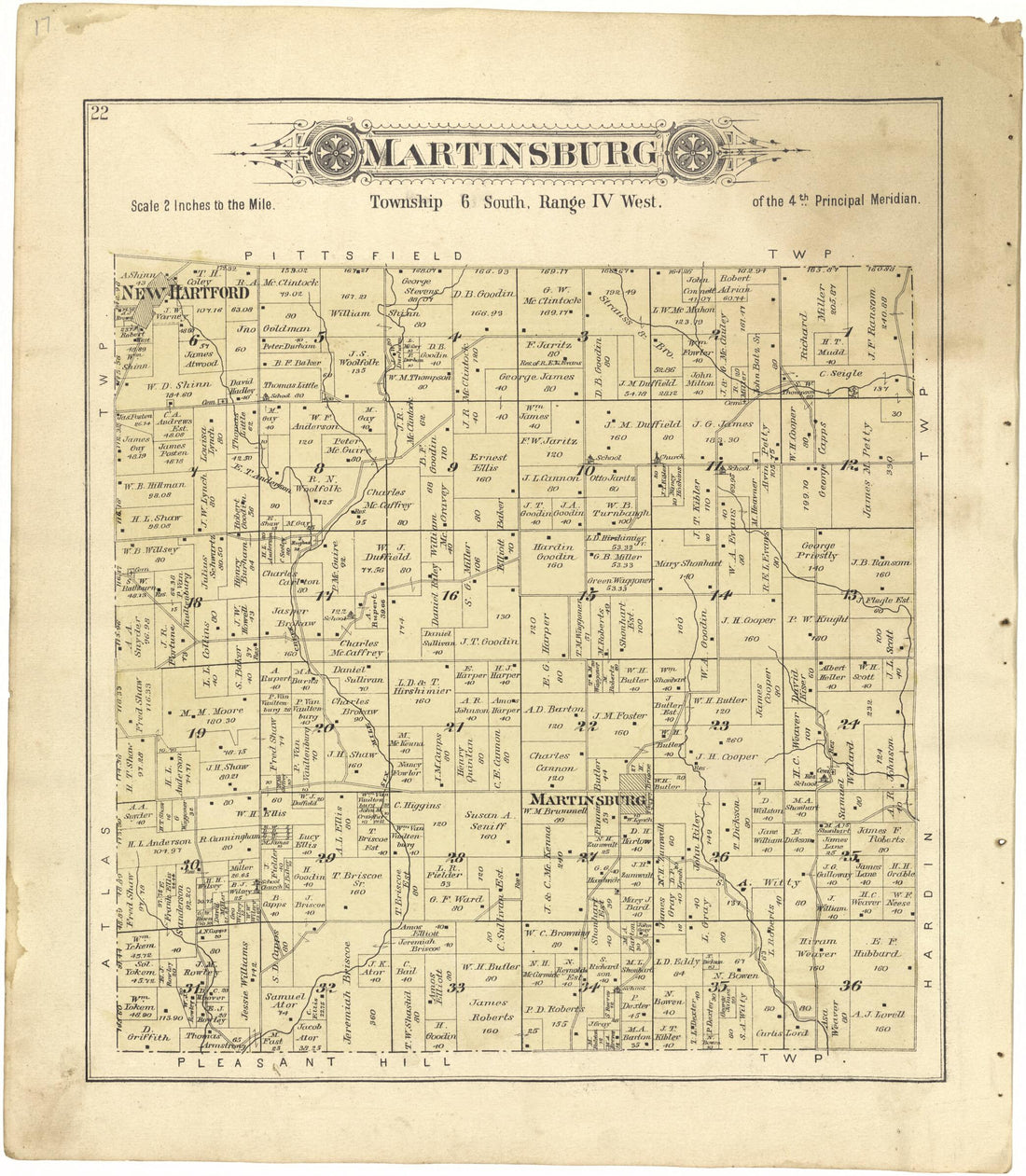This old map of Martinsburg from Standard Atlas of Pike County, Illinois from 1895 was created by Geo. A. Ogle & Co in 1895
