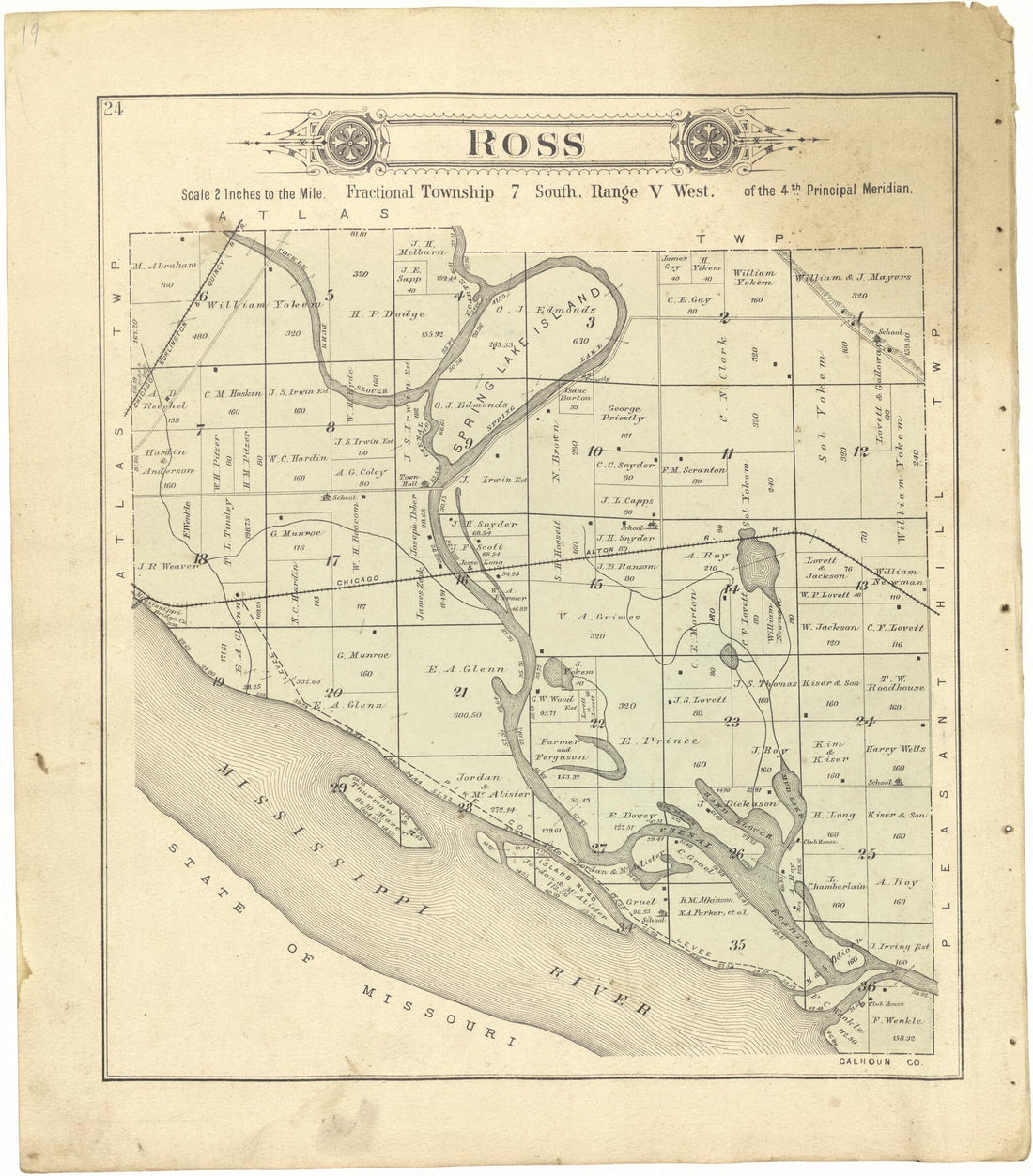 This old map of Ross from Standard Atlas of Pike County, Illinois from 1895 was created by Geo. A. Ogle & Co in 1895