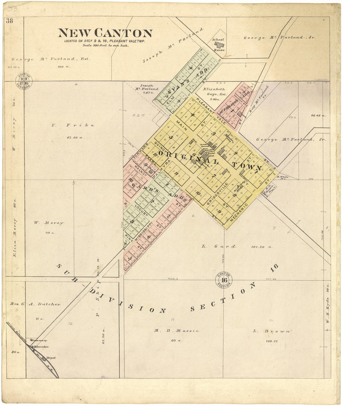 This old map of New Canton from Standard Atlas of Pike County, Illinois from 1895 was created by Geo. A. Ogle & Co in 1895