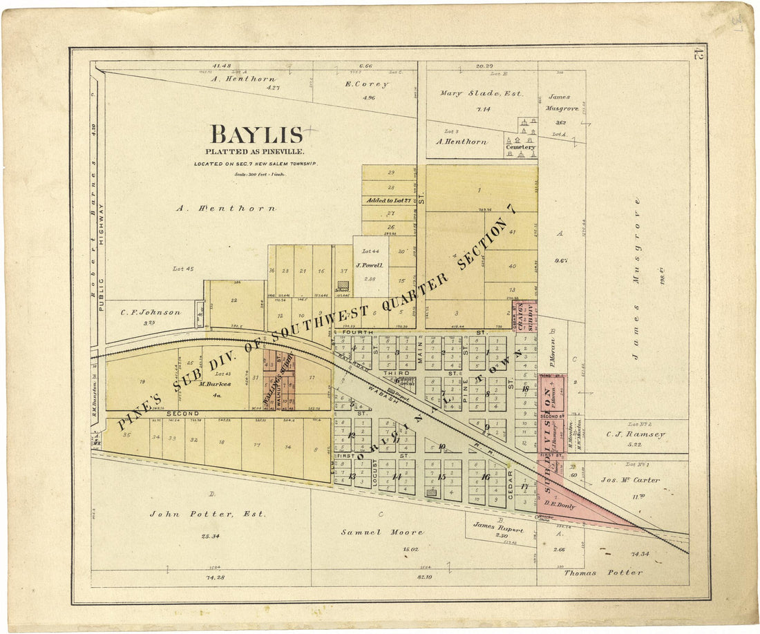 This old map of Baylis from Standard Atlas of Pike County, Illinois from 1895 was created by Geo. A. Ogle & Co in 1895
