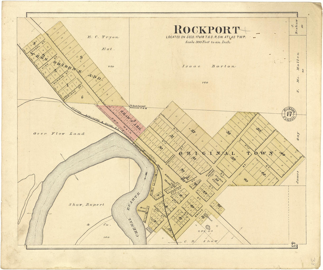 This old map of Rockport from Standard Atlas of Pike County, Illinois from 1895 was created by Geo. A. Ogle & Co in 1895