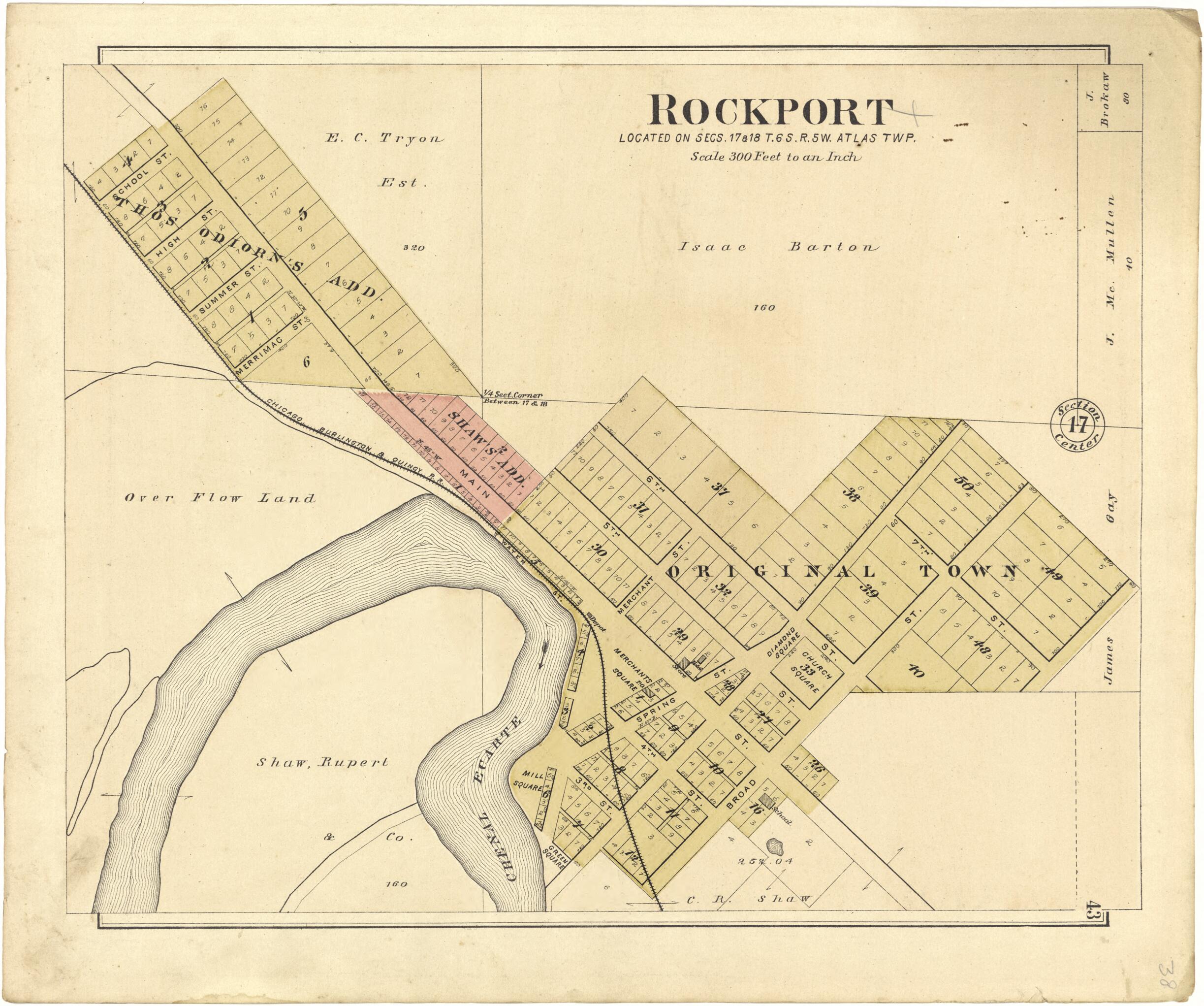 This old map of Rockport from Standard Atlas of Pike County, Illinois from 1895 was created by Geo. A. Ogle & Co in 1895