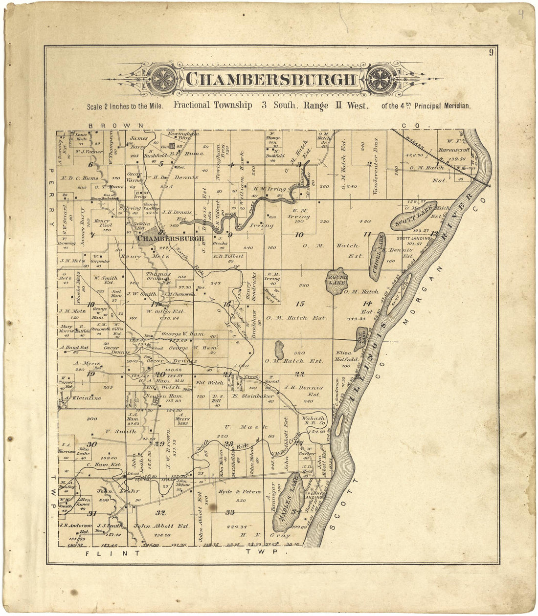 This old map of Chambersburgh from Standard Atlas of Pike County, Illinois from 1895 was created by Geo. A. Ogle & Co in 1895