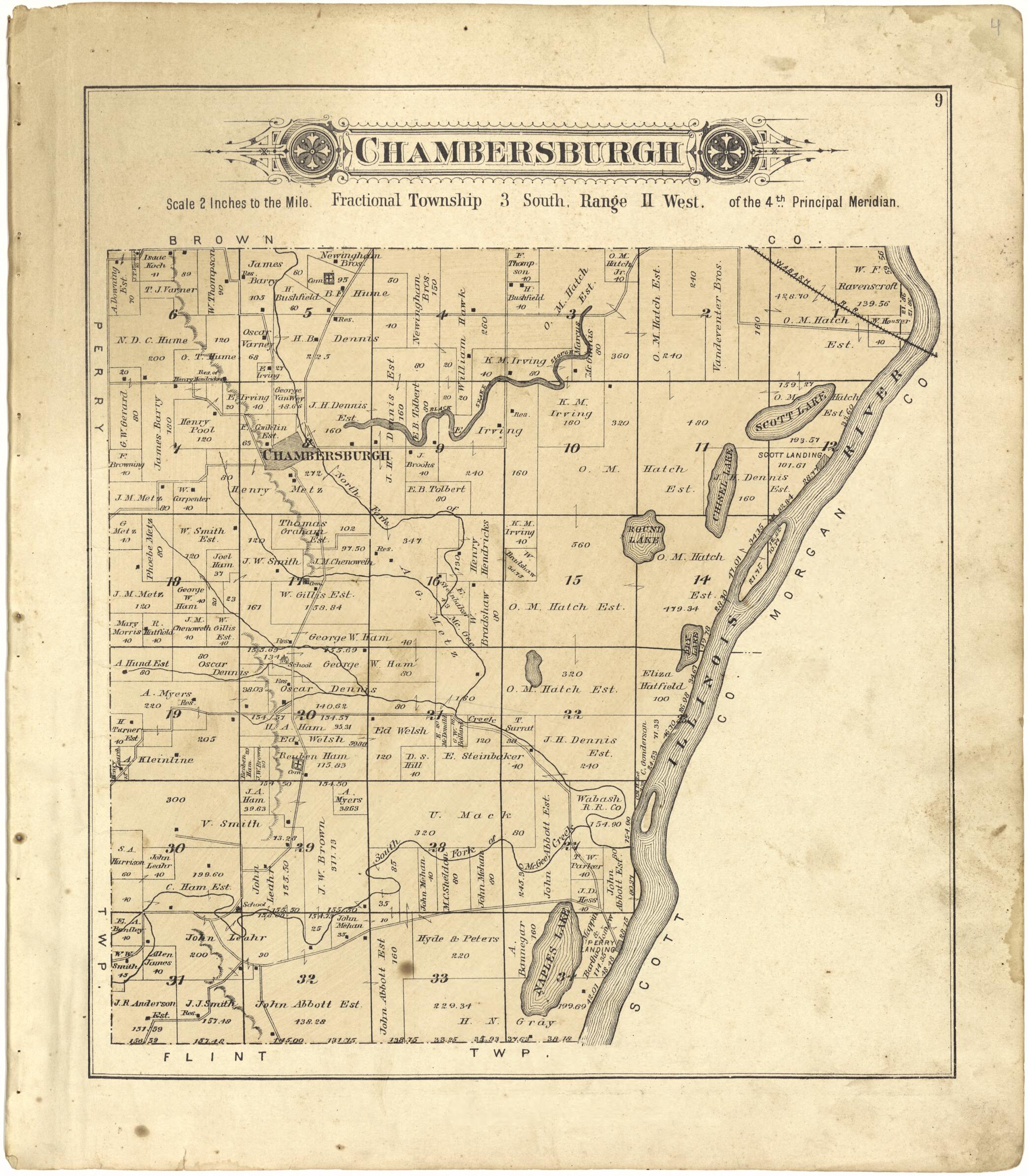 This old map of Chambersburgh from Standard Atlas of Pike County, Illinois from 1895 was created by Geo. A. Ogle & Co in 1895