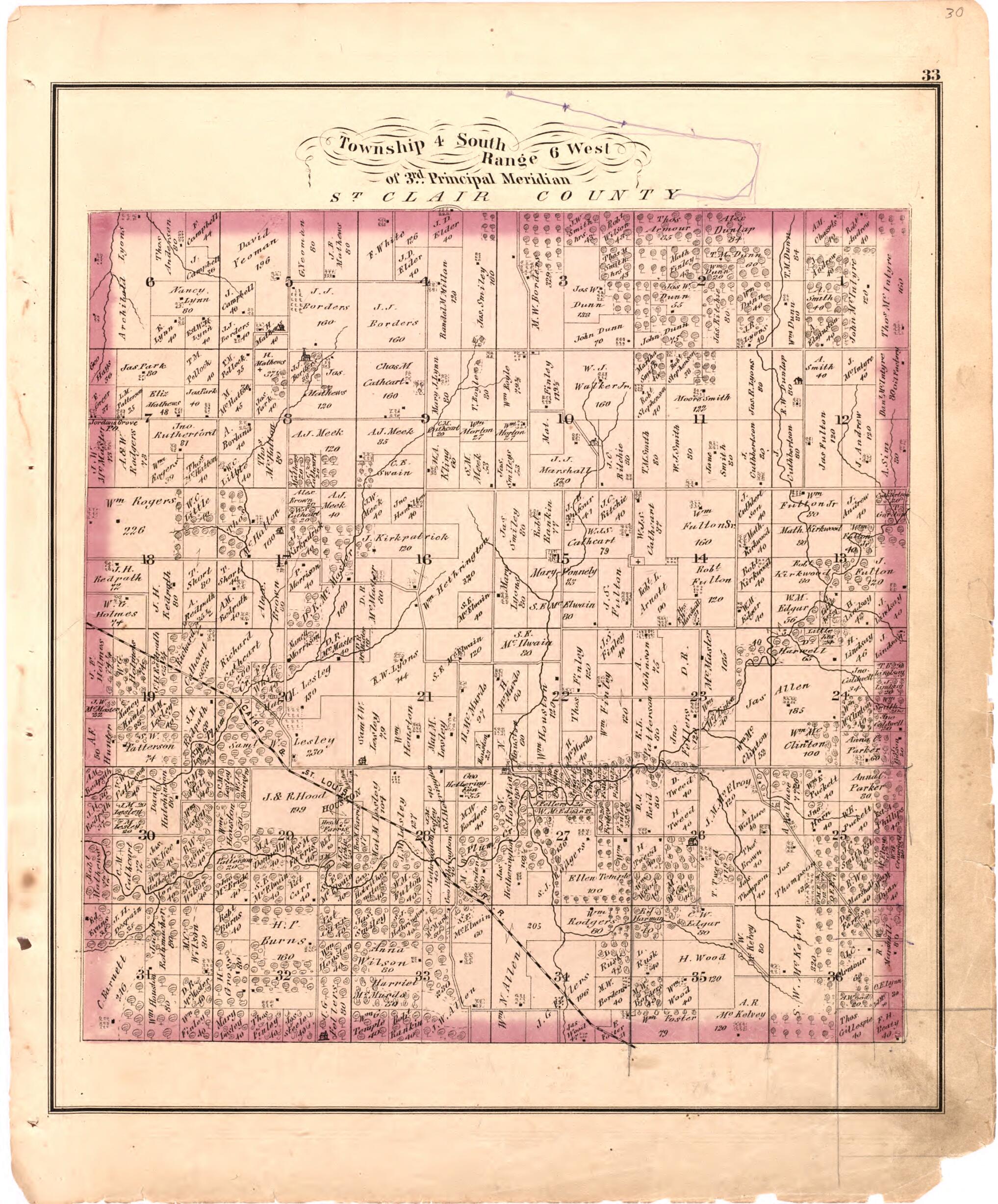 This old map of Township 4 South Range 6 West of 3rd Principal Meridian from Illustrated Historical Atlas of Randolph Co., Illinois from 1875 was created by W.R. Brink & Co in 1875