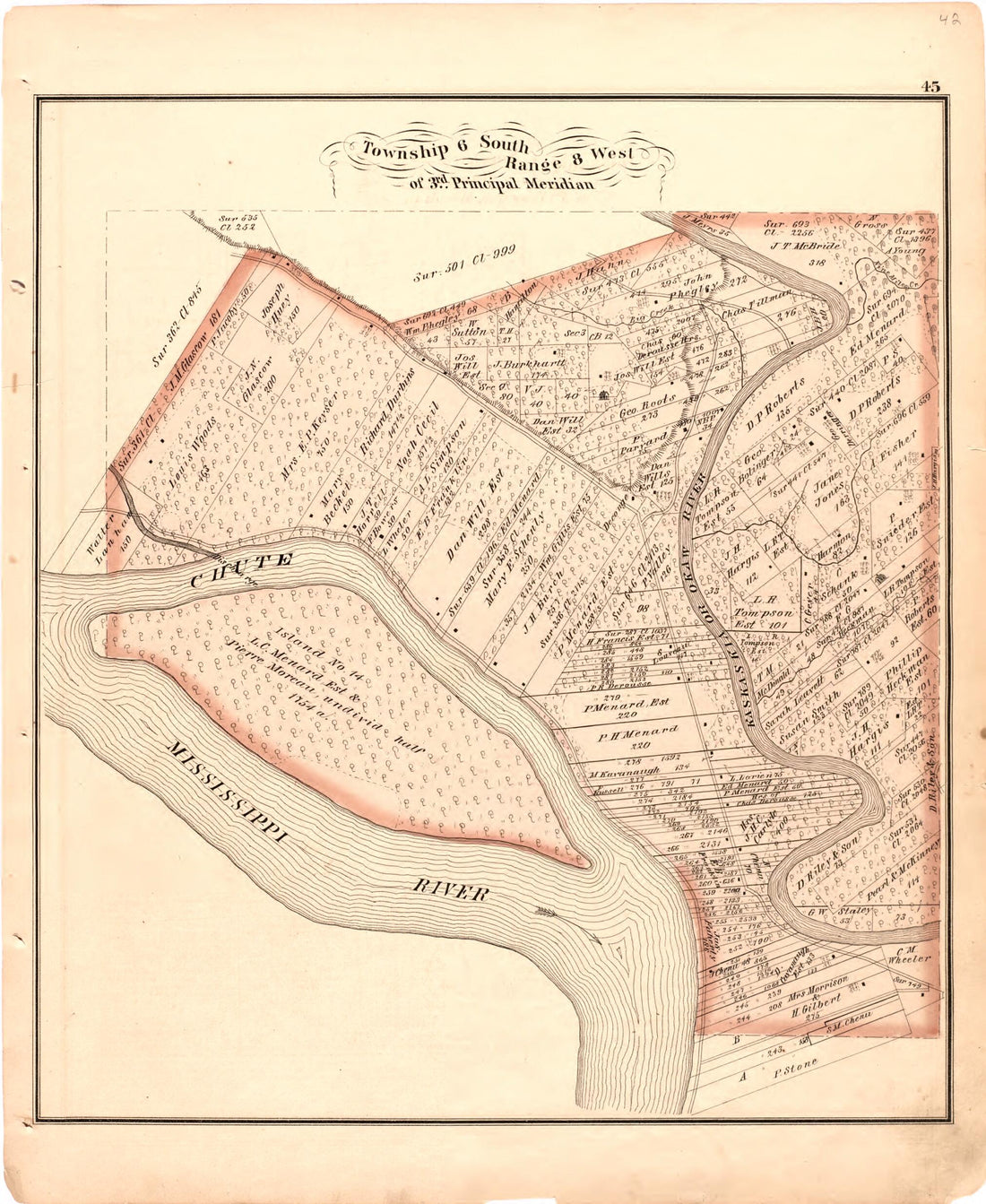 This old map of Township 6 South Range 8 West of 3rd Principal Meridian from Illustrated Historical Atlas of Randolph Co., Illinois from 1875 was created by W.R. Brink & Co in 1875