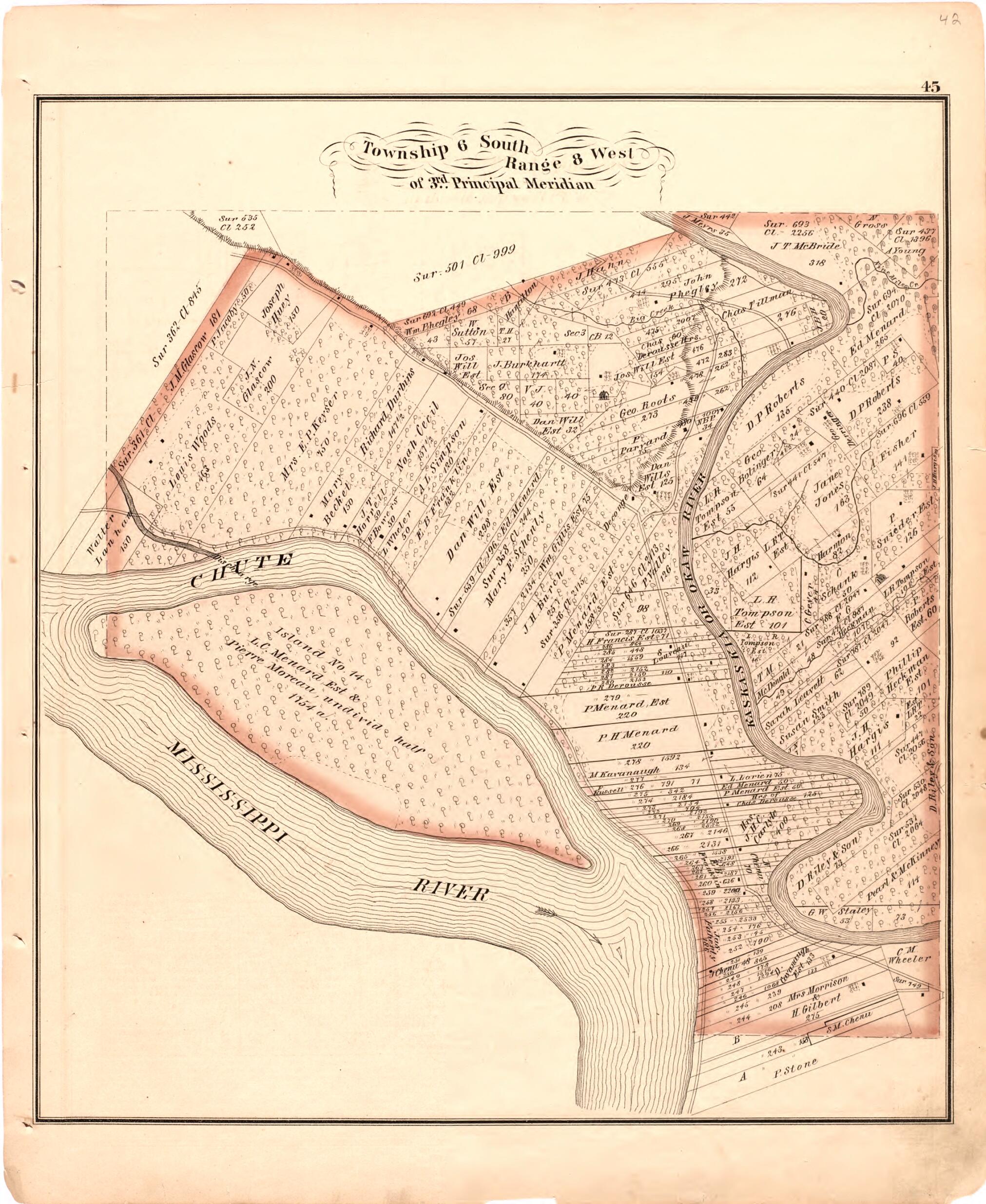 This old map of Township 6 South Range 8 West of 3rd Principal Meridian from Illustrated Historical Atlas of Randolph Co., Illinois from 1875 was created by W.R. Brink & Co in 1875