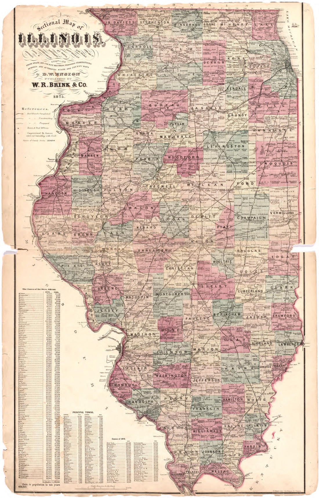 This old map of Sectional Map of Illinois from Illustrated Historical Atlas of Randolph Co., Illinois from 1875 was created by W.R. Brink & Co in 1875
