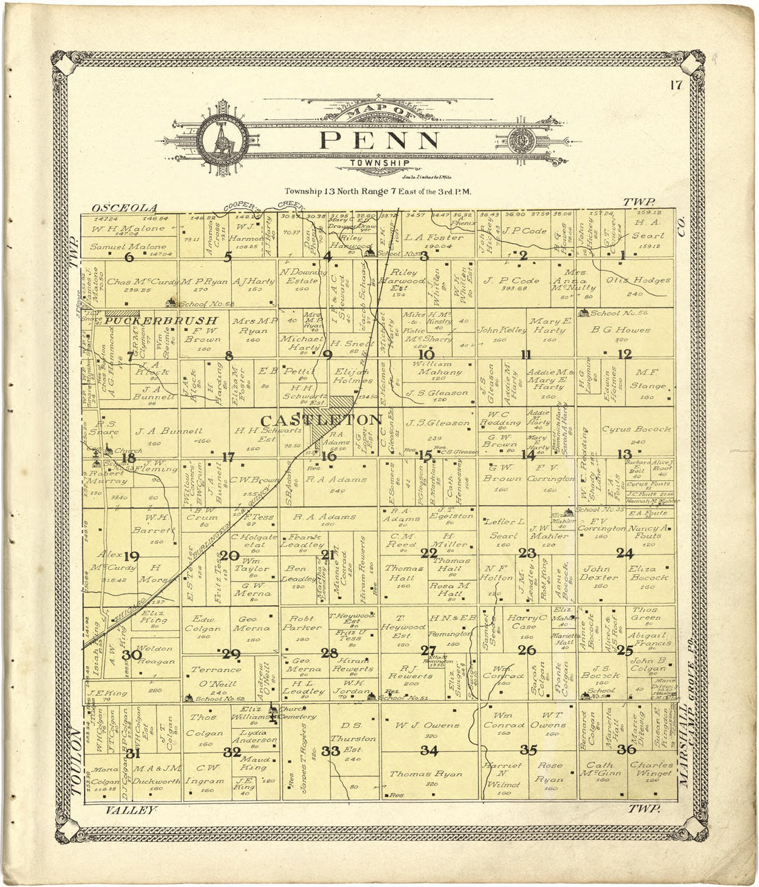 This old map of Map of Penn Township from Standard Atlas of Stark County, Illinois from 1907 was created by Geo. A. Ogle & Co in 1907