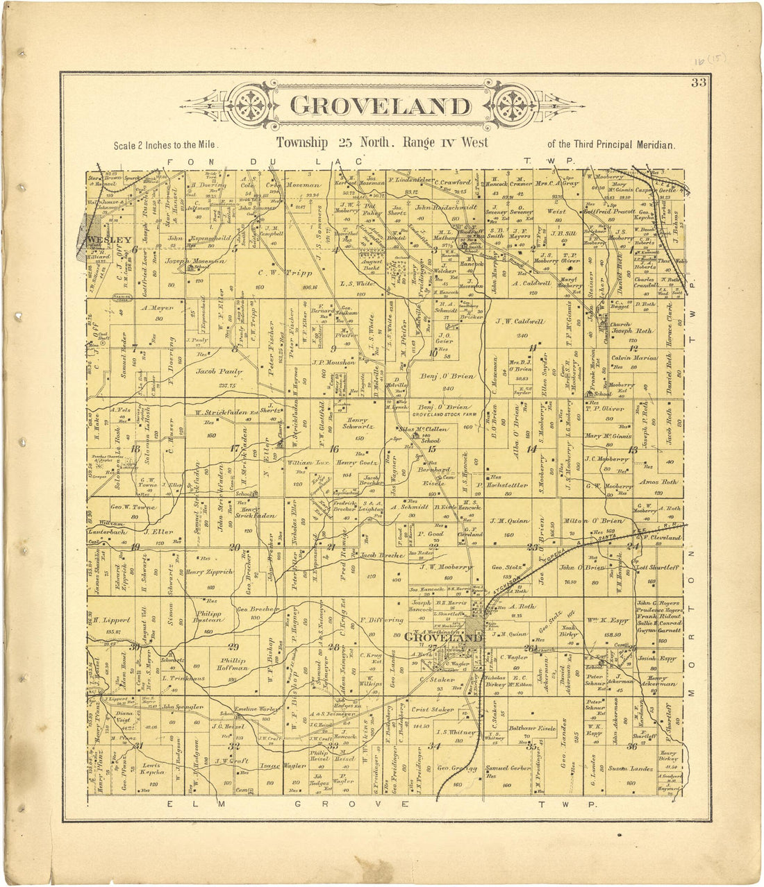 This old map of Groveland from Plat Book of Tazewell County, Illinois from 1891 was created by Occidental Publishing Company in 1891