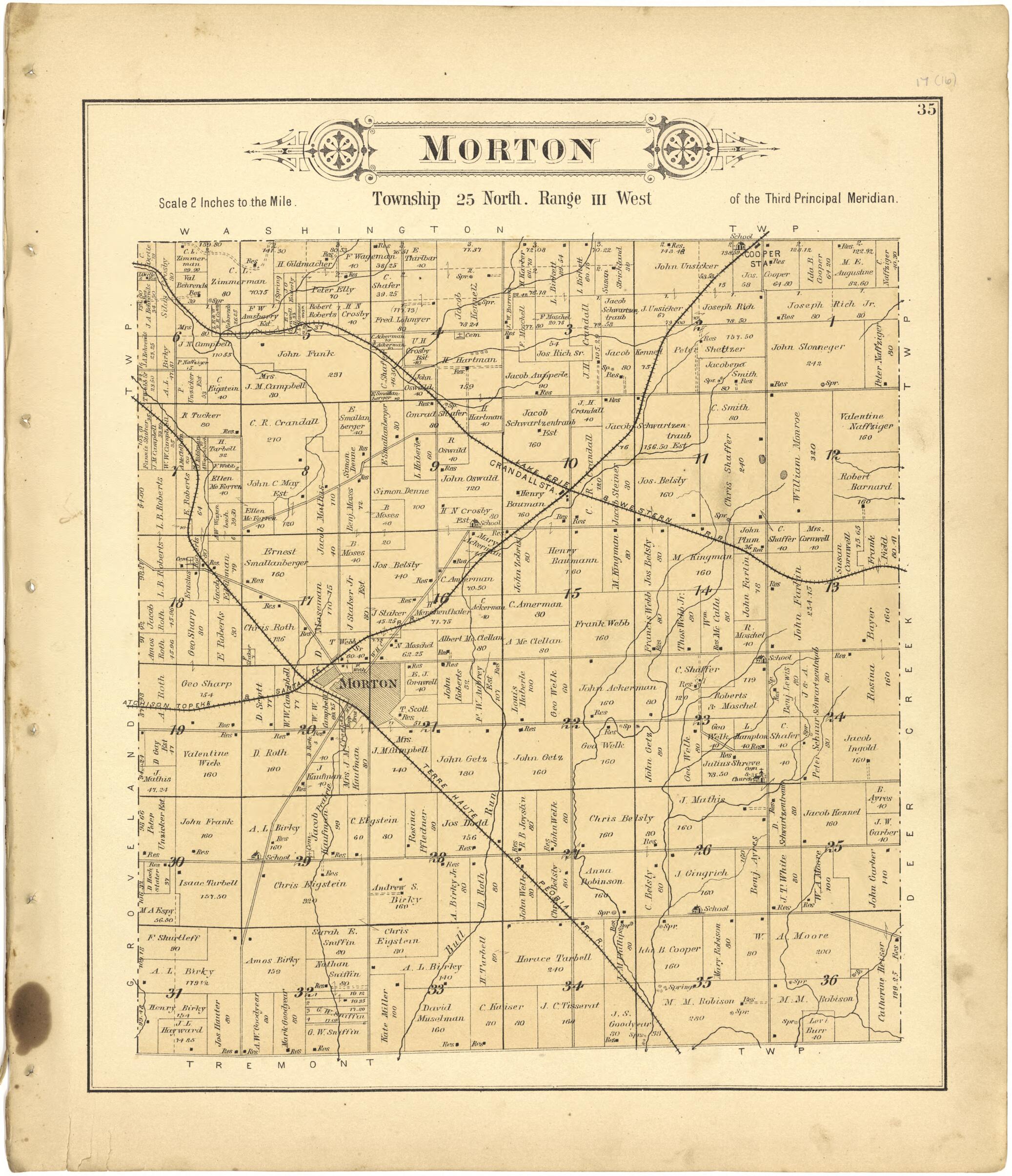 This old map of Morton from Plat Book of Tazewell County, Illinois from 1891 was created by Occidental Publishing Company in 1891