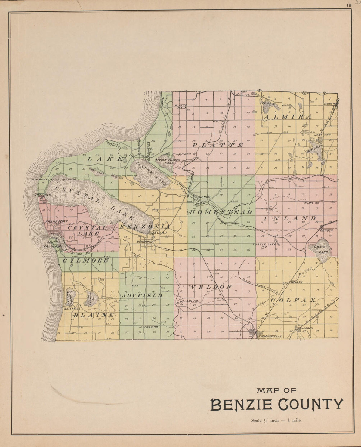 Benzie County from Atlas, Benzie Co., Michigan 1901 by Relic Map Company