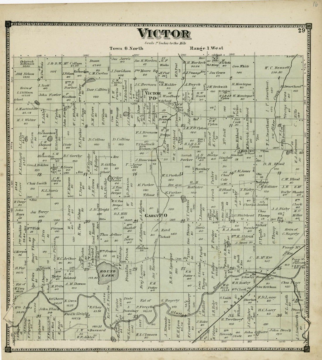 This old map of Victor from Atlas of Clinton County, Michigan from 1873 was created by Worley & Bracher in 1873