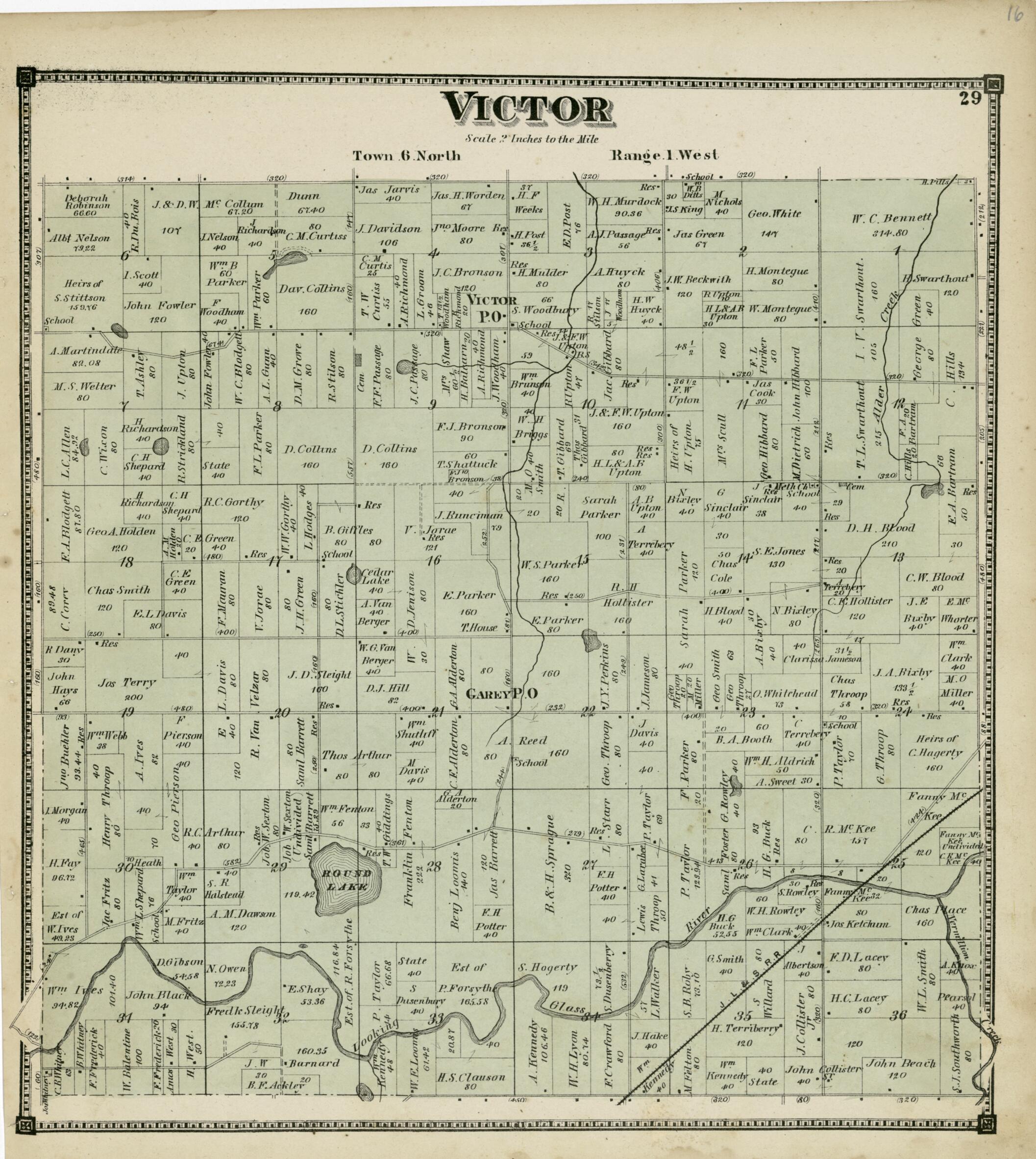This old map of Victor from Atlas of Clinton County, Michigan from 1873 was created by Worley & Bracher in 1873