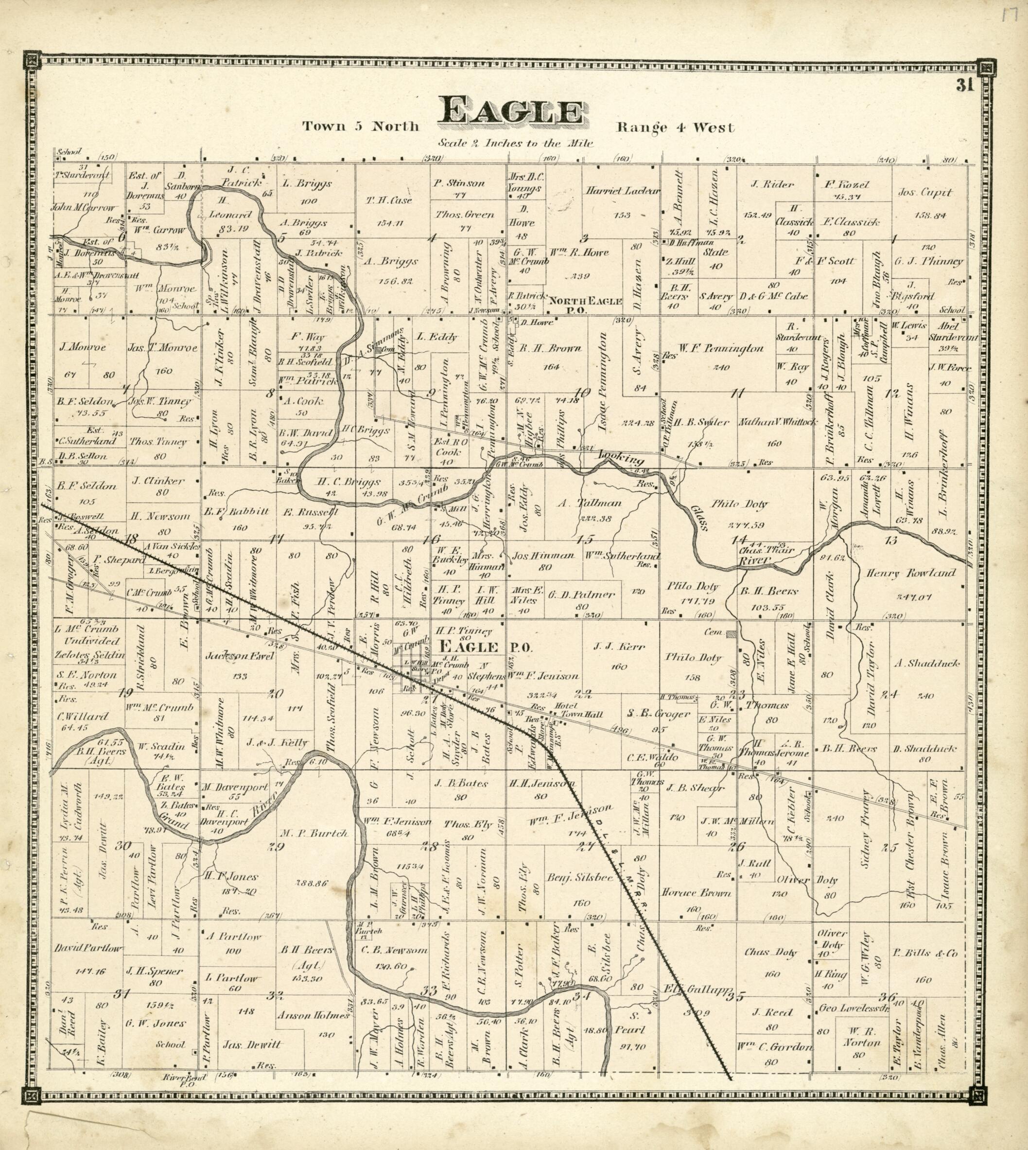 Eagle from Atlas of Clinton County, Michigan 1873 by Relic Map Company