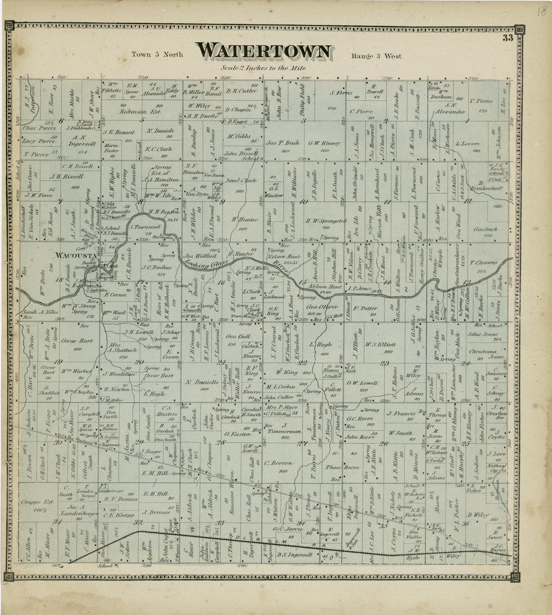 This old map of Watertown from Atlas of Clinton County, Michigan from 1873 was created by Worley & Bracher in 1873