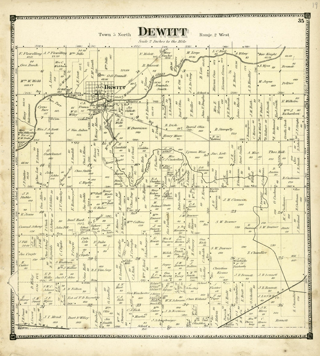 This old map of Dewitt from Atlas of Clinton County, Michigan from 1873 was created by Worley & Bracher in 1873