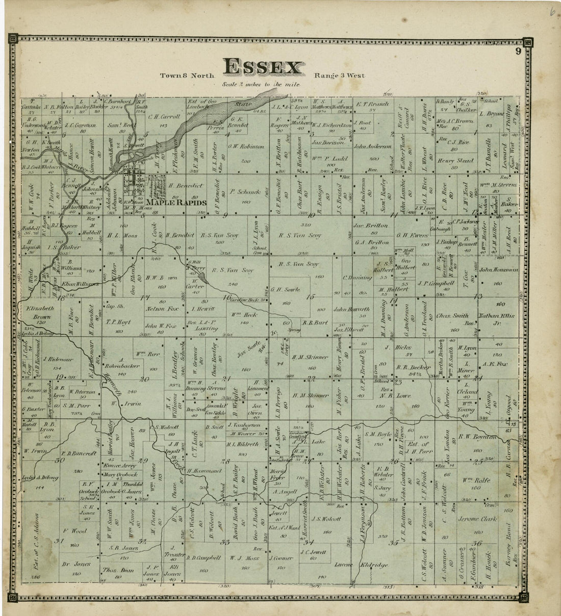 This old map of Essex from Atlas of Clinton County, Michigan from 1873 was created by Worley & Bracher in 1873