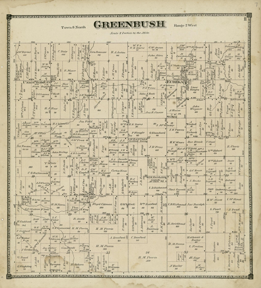 This old map of Greenbush from Atlas of Clinton County, Michigan from 1873 was created by Worley & Bracher in 1873