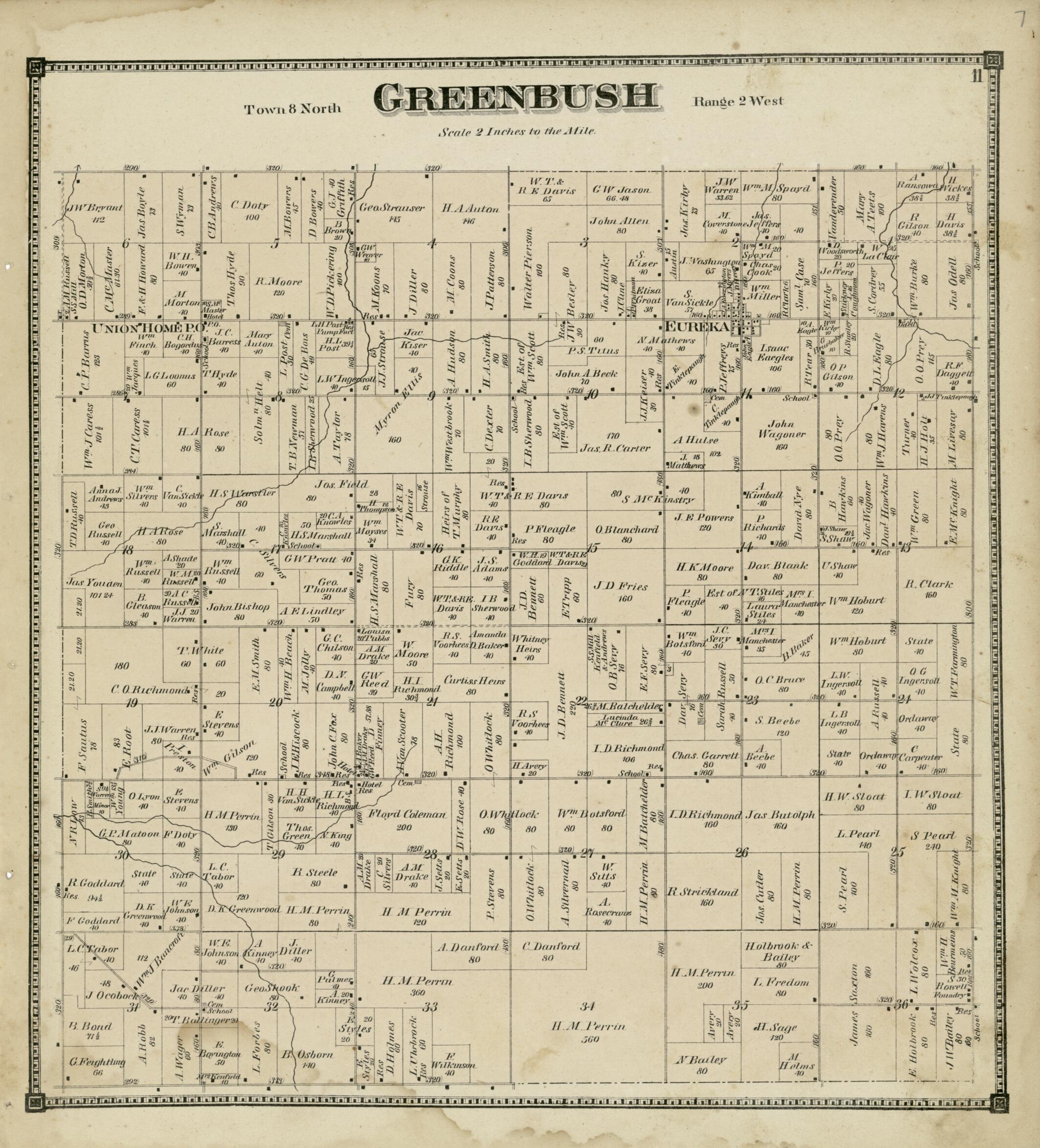 This old map of Greenbush from Atlas of Clinton County, Michigan from 1873 was created by Worley & Bracher in 1873