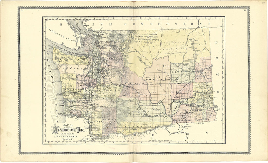 This old map of Map of Washington Territory from Atlas of Genesee County, Michigan from 1889 was created by W. (William) Wangersheim in 1889