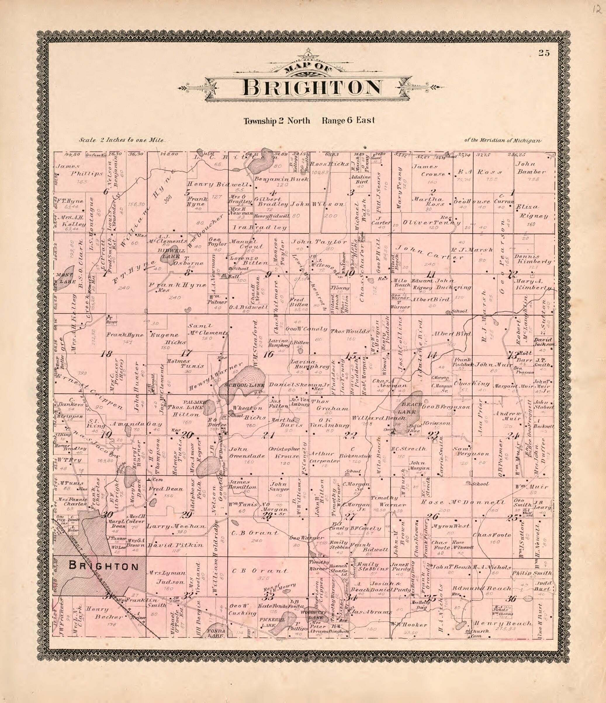 This old map of Brighton from Standard Atlas of Livingston County, Michigan from 1895 was created by Geo. A. Ogle & Co in 1895
