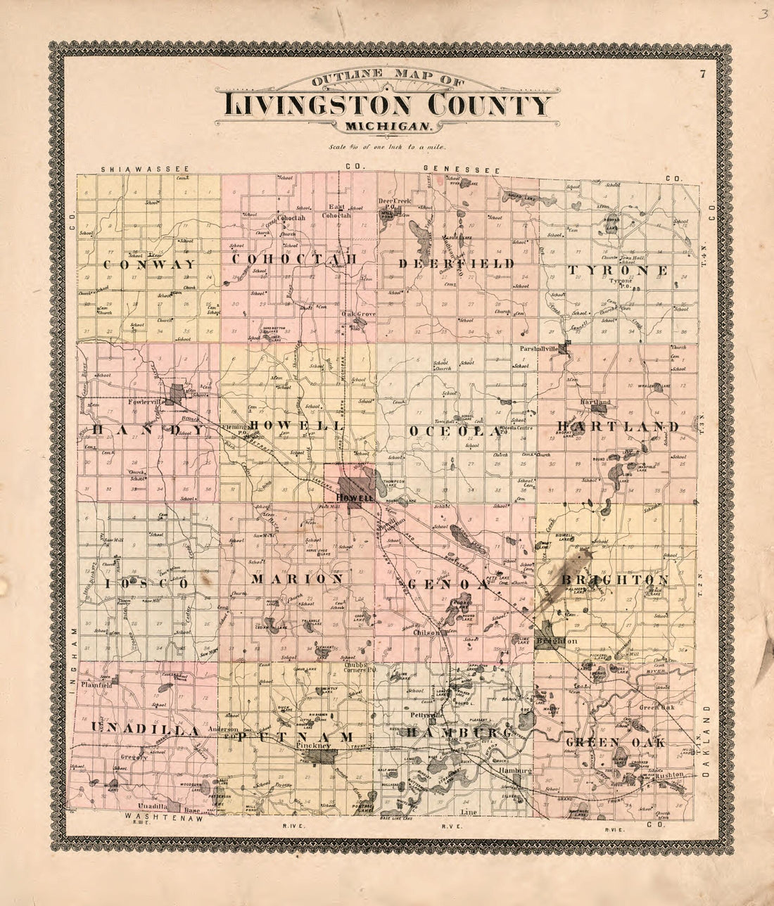 This old map of Livingston County from Standard Atlas of Livingston County, Michigan from 1895 was created by Geo. A. Ogle & Co in 1895