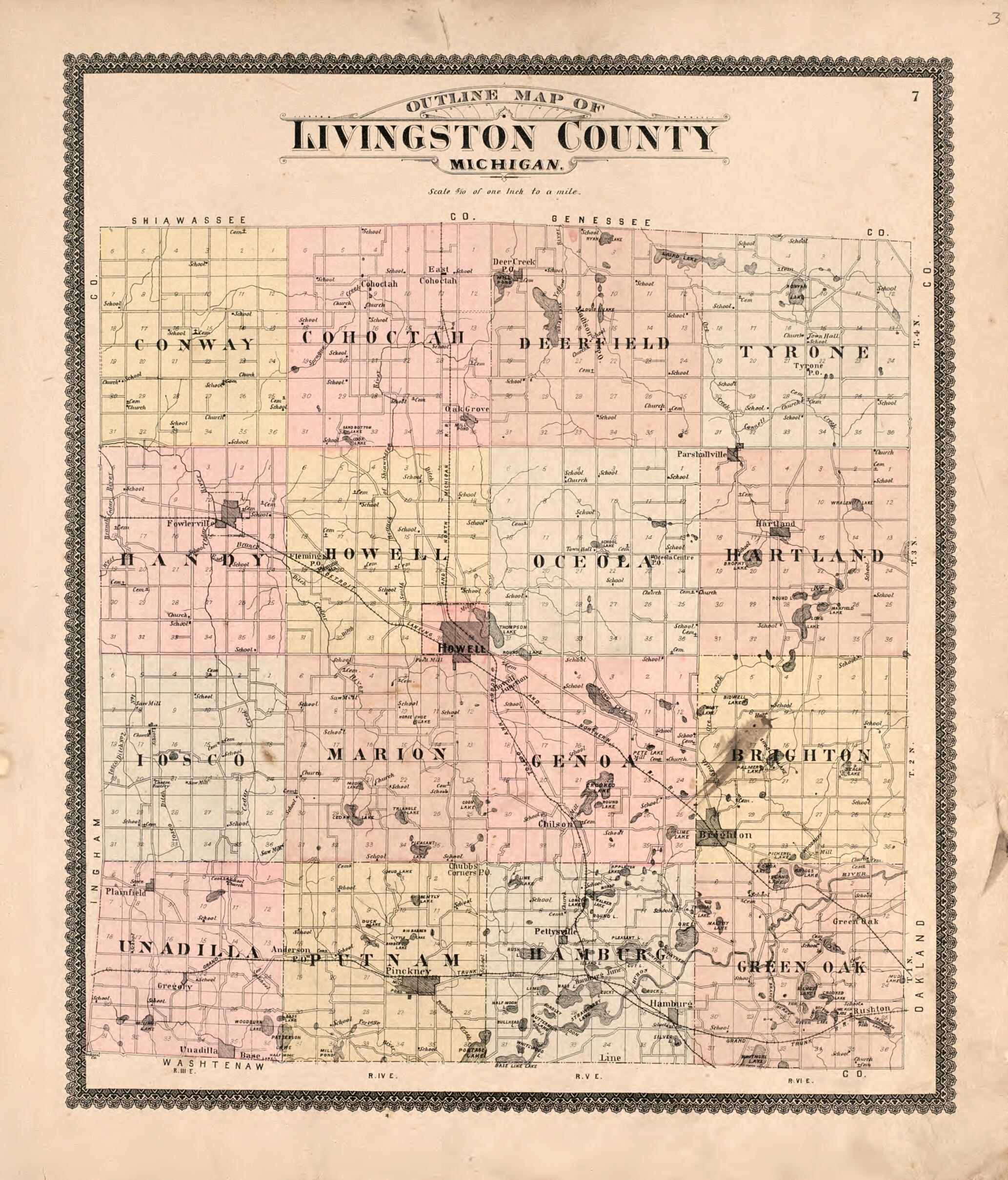 This old map of Livingston County from Standard Atlas of Livingston County, Michigan from 1895 was created by Geo. A. Ogle & Co in 1895
