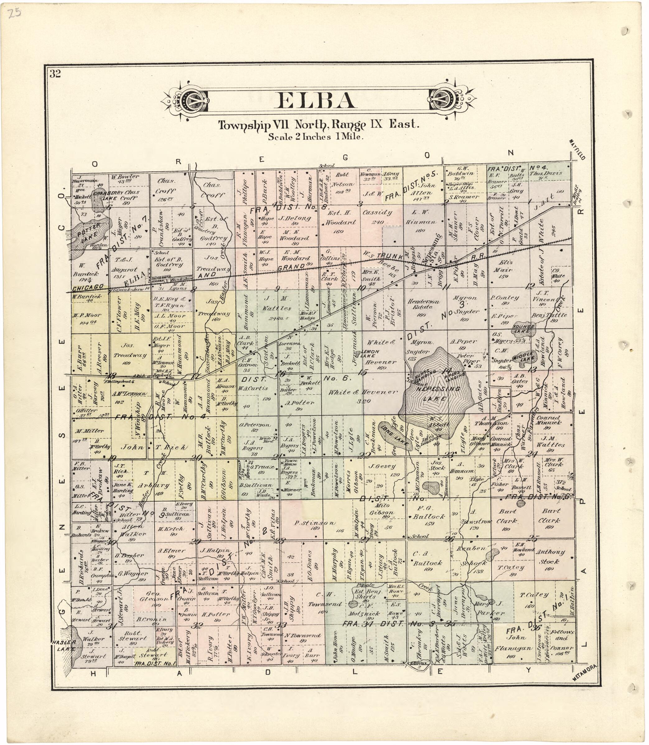 This old map of Elba from Atlas and Directory of Lapeer County, Michigan from 1893 was created by E. Robinson Co in 1893