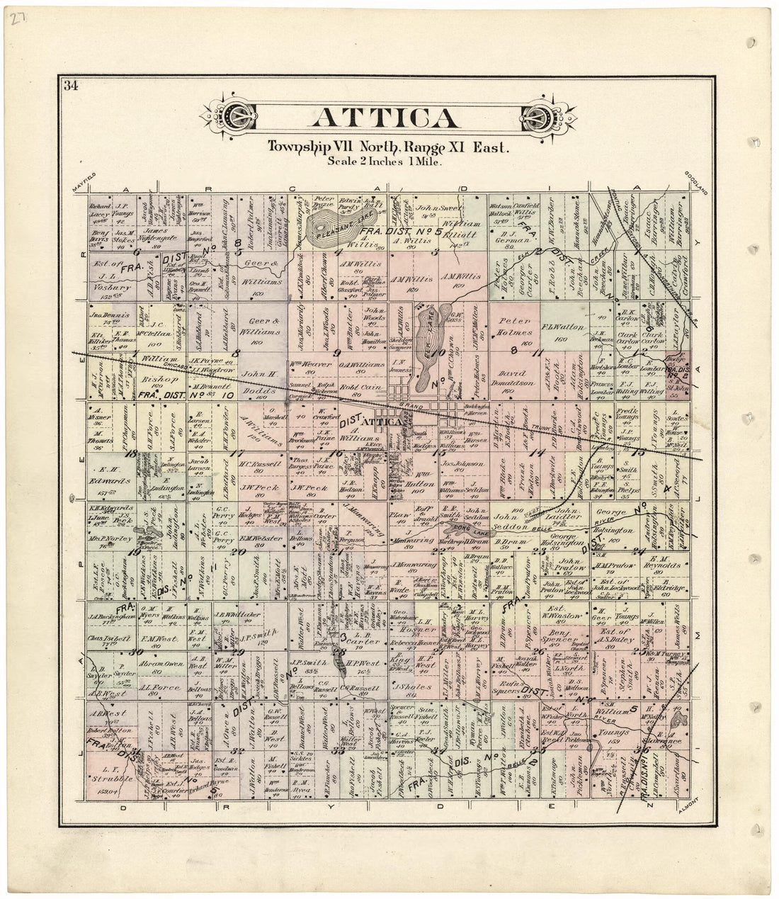 This old map of Attica from Atlas and Directory of Lapeer County, Michigan from 1893 was created by E. Robinson Co in 1893