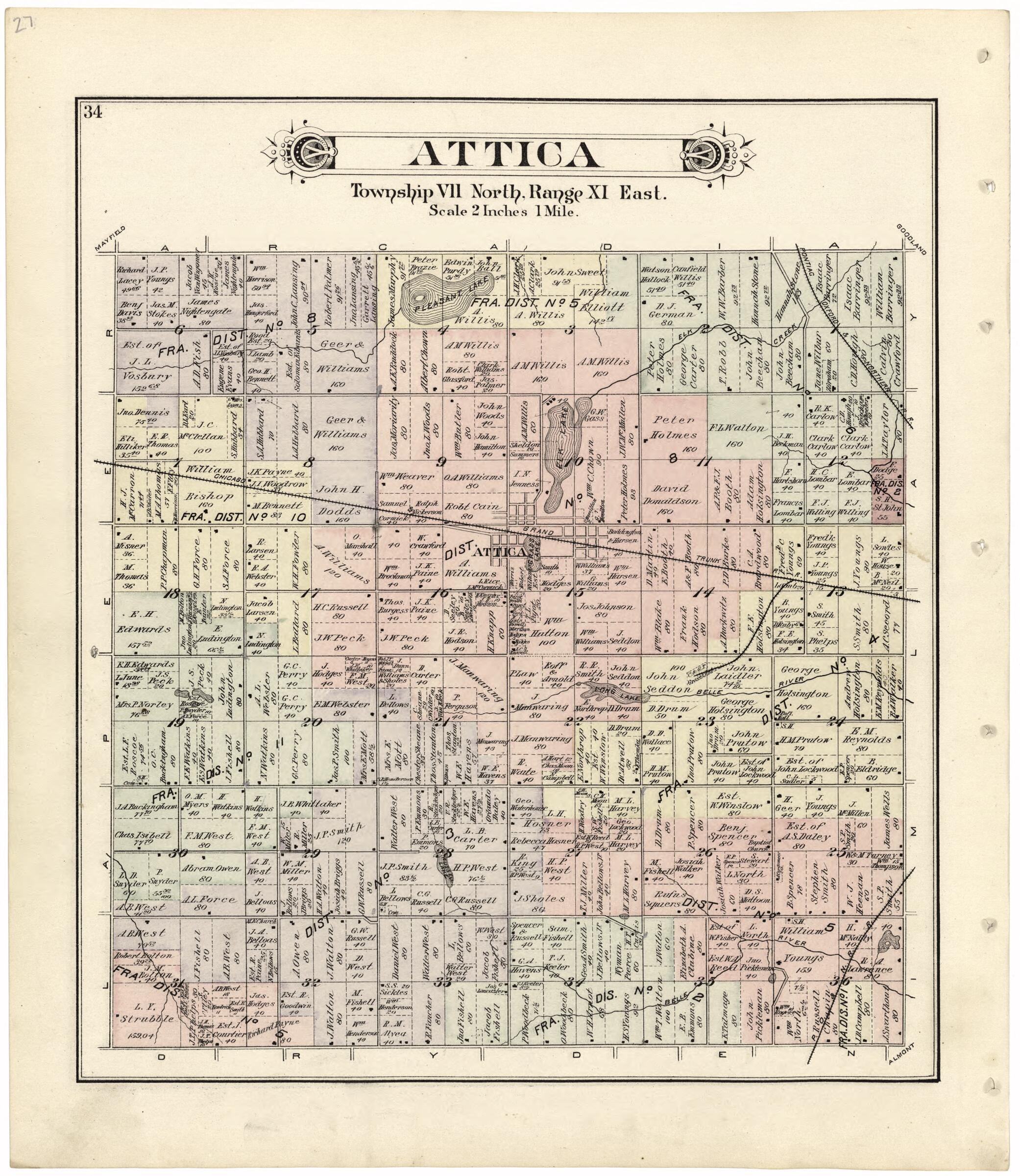 This old map of Attica from Atlas and Directory of Lapeer County, Michigan from 1893 was created by E. Robinson Co in 1893