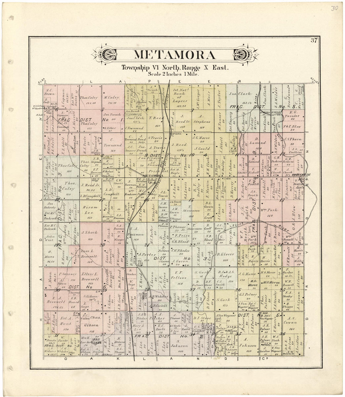 This old map of Metamora from Atlas and Directory of Lapeer County, Michigan from 1893 was created by E. Robinson Co in 1893