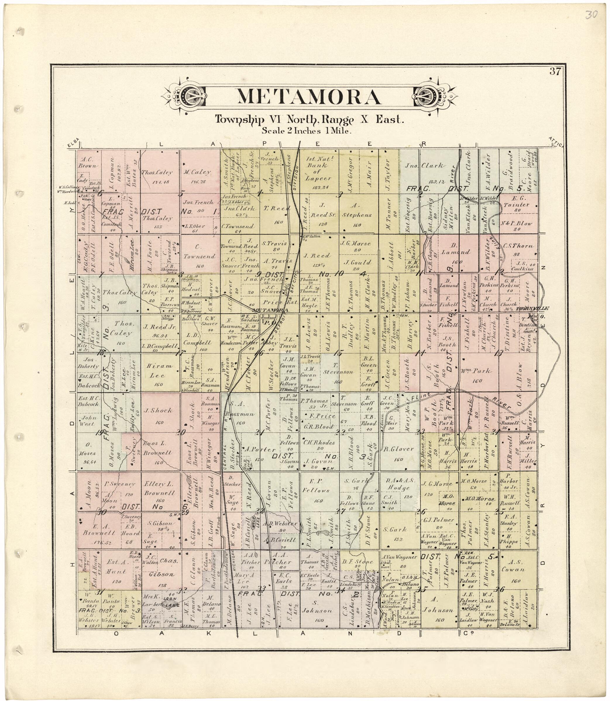 This old map of Metamora from Atlas and Directory of Lapeer County, Michigan from 1893 was created by E. Robinson Co in 1893