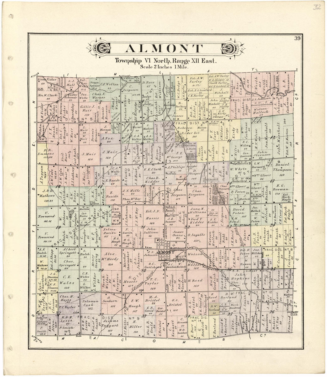 This old map of Almont from Atlas and Directory of Lapeer County, Michigan from 1893 was created by E. Robinson Co in 1893