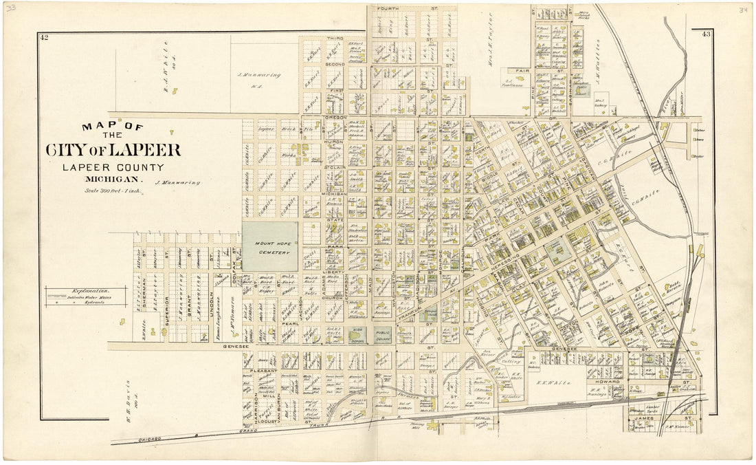 This old map of Map of the City of Lapeer from Atlas and Directory of Lapeer County, Michigan from 1893 was created by E. Robinson Co in 1893