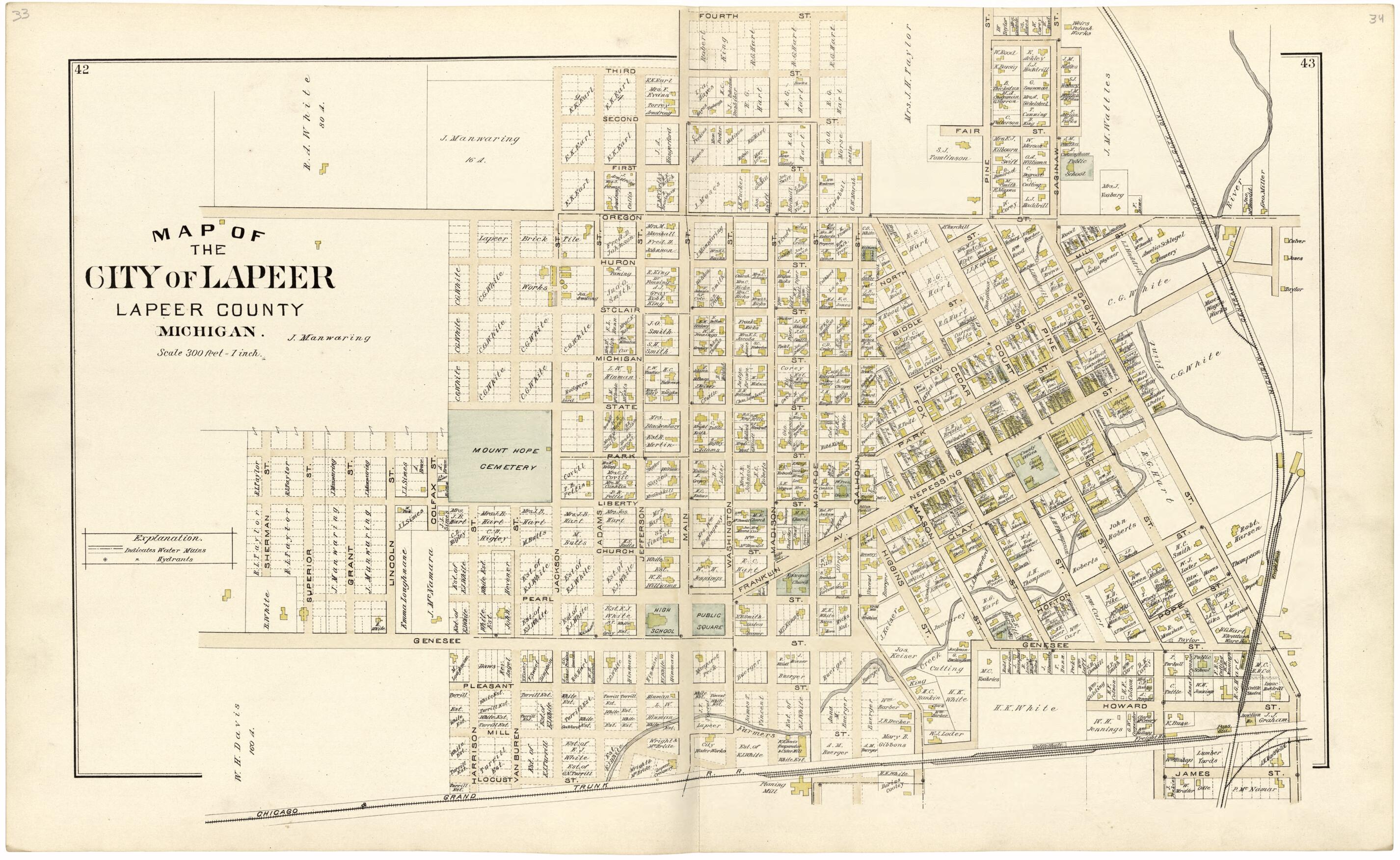 This old map of Map of the City of Lapeer from Atlas and Directory of Lapeer County, Michigan from 1893 was created by E. Robinson Co in 1893