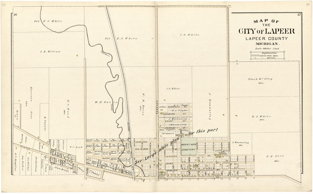 This old map of Map of the City of Lapeer from Atlas and Directory of Lapeer County, Michigan from 1893 was created by E. Robinson Co in 1893
