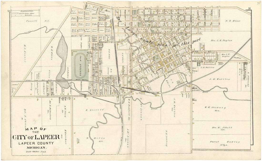 This old map of Map of the City of Lapeer from Atlas and Directory of Lapeer County, Michigan from 1893 was created by E. Robinson Co in 1893