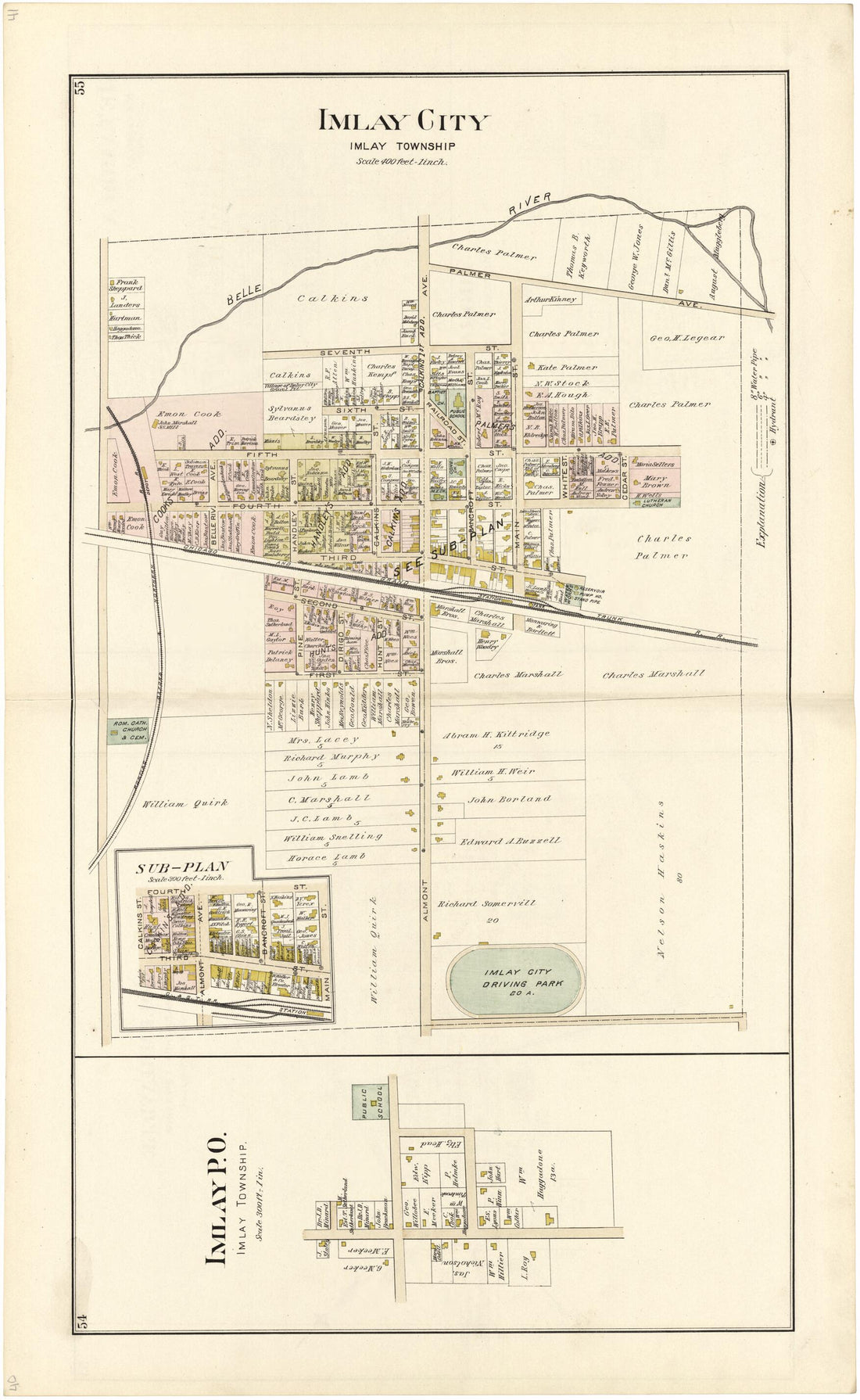 This old map of Imlay City from Atlas and Directory of Lapeer County, Michigan from 1893 was created by E. Robinson Co in 1893