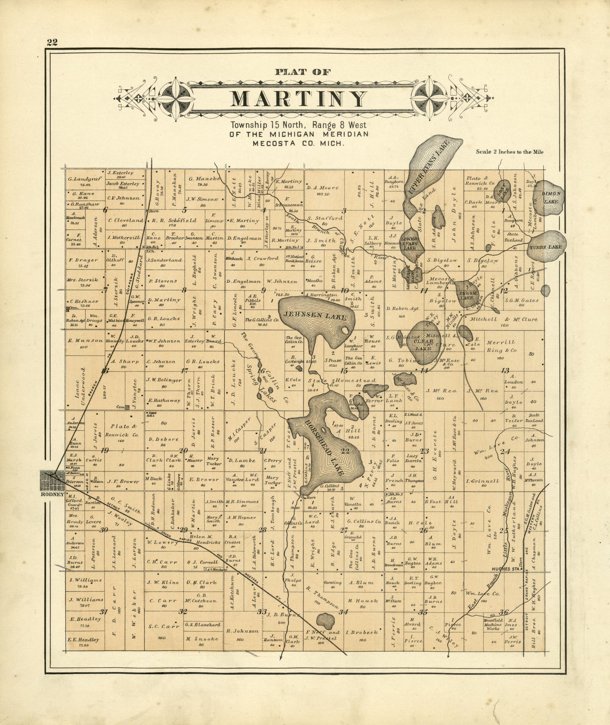 This old map of Plat of Martiny from Plat Book of Mecosta County, Michigan from 1900 was created by P.A. & J.W. Myers (Firm) in 1900