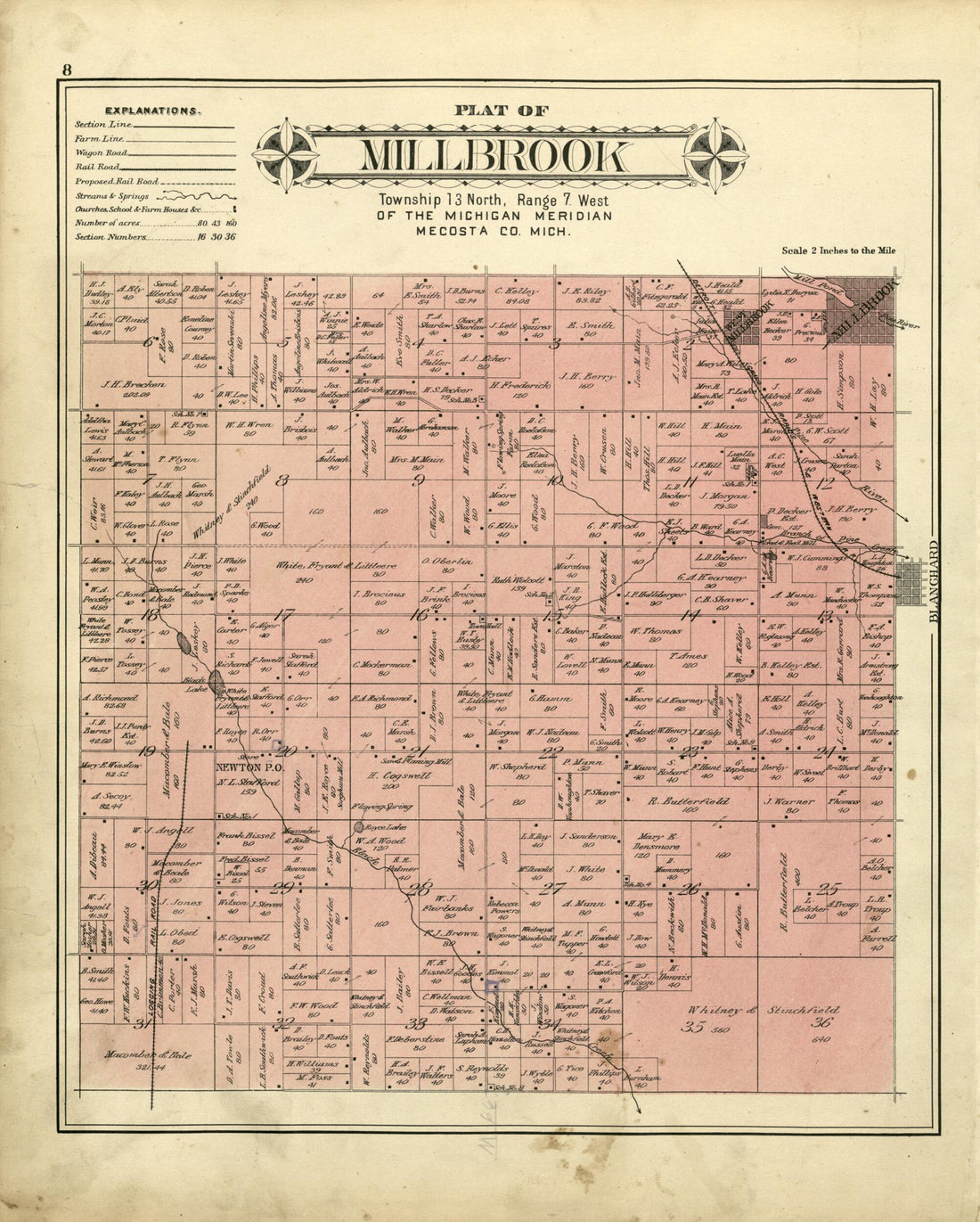 This old map of Plat of Millbrook from Plat Book of Mecosta County, Michigan from 1900 was created by P.A. & J.W. Myers (Firm) in 1900