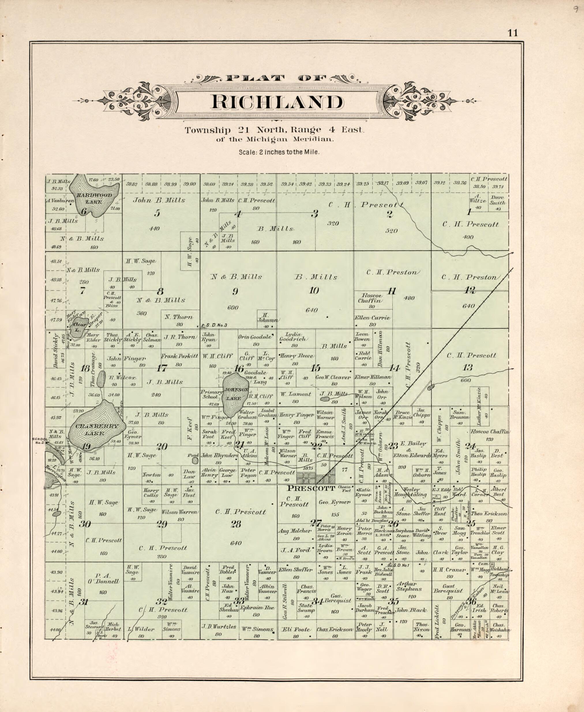 This old map of Richland from Plat Book of Ogemaw County, Michigan from 1903 was created by P.A. & J.W. Myers (Firm) in 1903